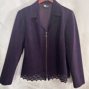 Purple Women's Zipper Blazer/Jacket with Lace Hem Medium Petite